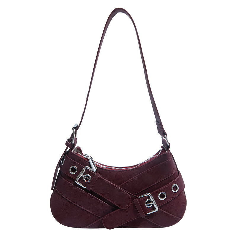 Women's fashionable shoulder bag made of soft suede leather with unique appliqué