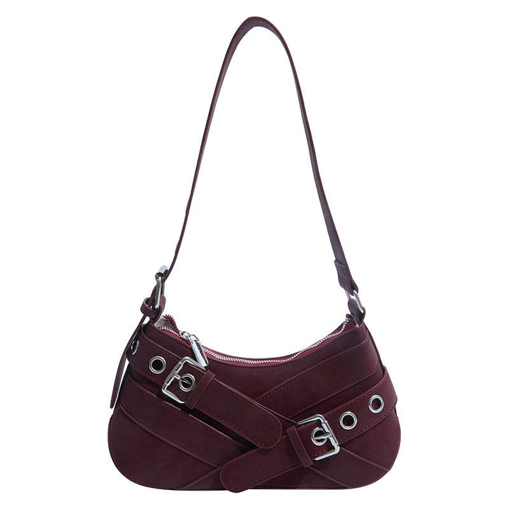 Women's fashionable shoulder bag made of soft suede leather with unique appliqué