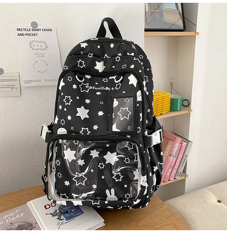 Star-Patterned Transparent Front Backpack