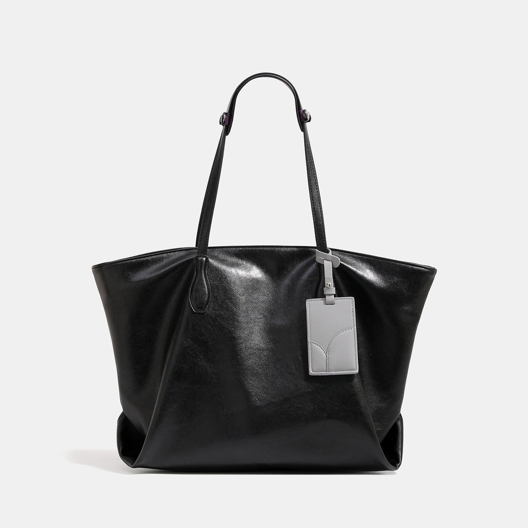 Women high-quality tote bag made of soft synthetic leather with textured design