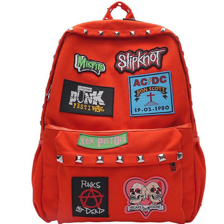Punk-Inspired Graphic Patch School Backpack