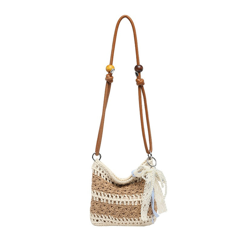 Women crocheted shoulder bag with decorative details