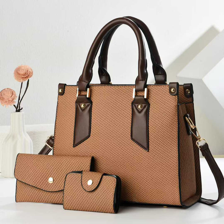 Women's tote bag with textured design and detachable clutch