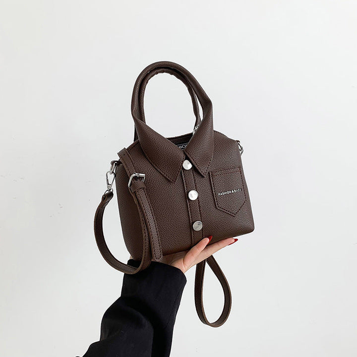 Ladies mini handbag in shirt design with adjustable shoulder strap