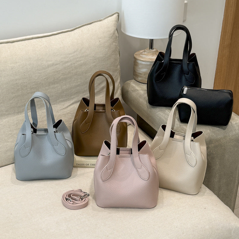 Women's mini shoulder bag with removable cosmetic pouch