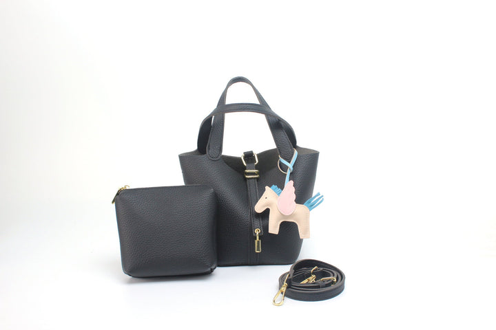 Women's hobo bag with removable mini organizer and charming animal pendant