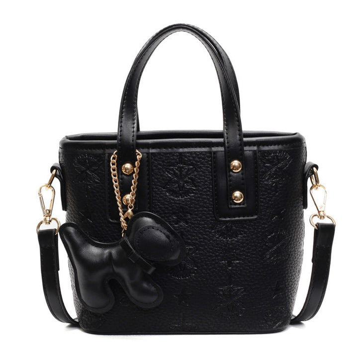 Women's Mini Handbag with Playful Dog Charm