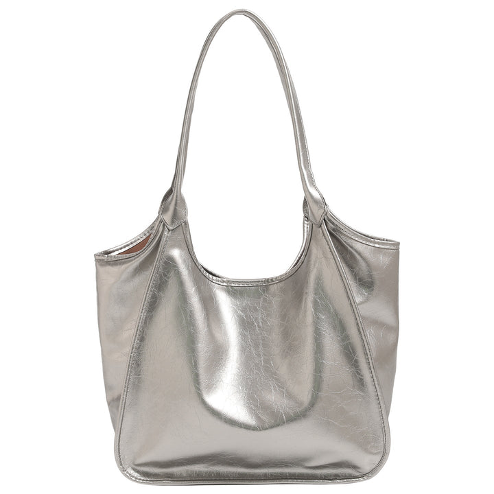 Women’s fashionable tote bag with shiny surface