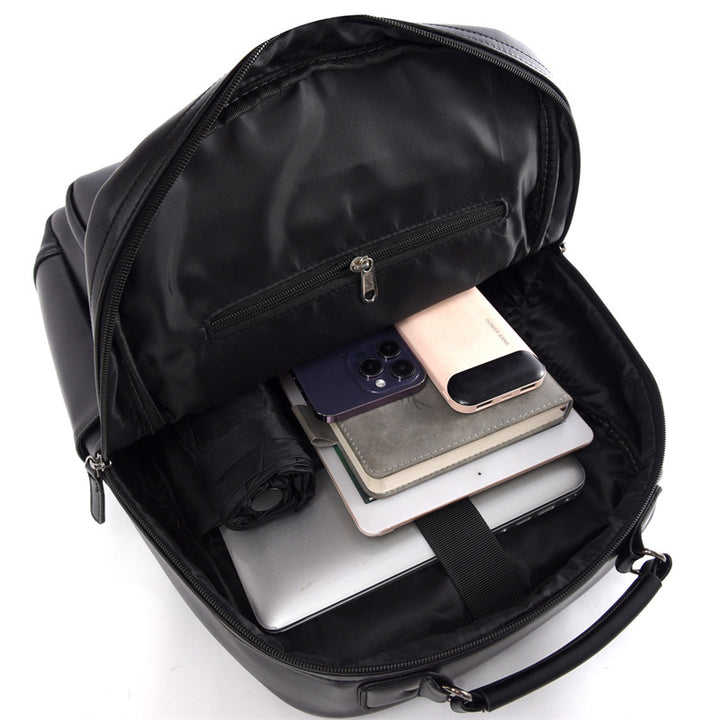 Stylish Multi-Compartment Leather Backpack
