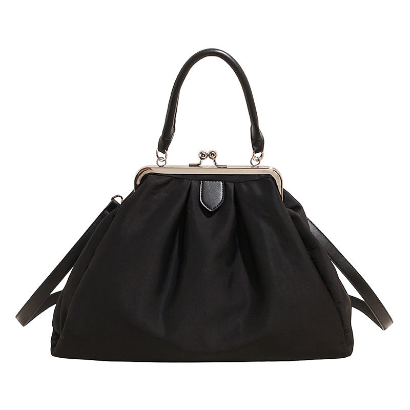 Women's large shoulder bag with elegant pleats and detachable shoulder strap