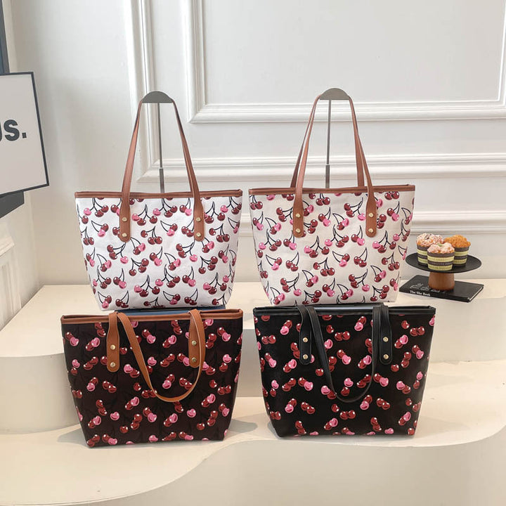 Women Tote Bag with fruity cherry motif