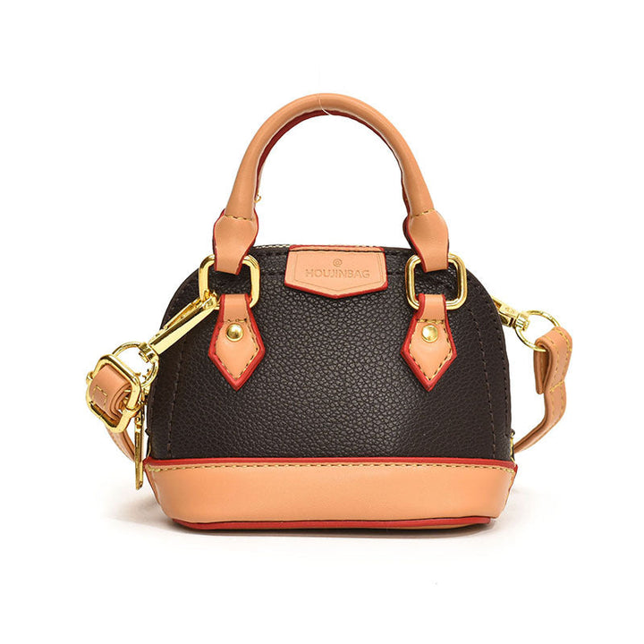 Women’s mini hobo bag made of textured synthetic leather with golden accents