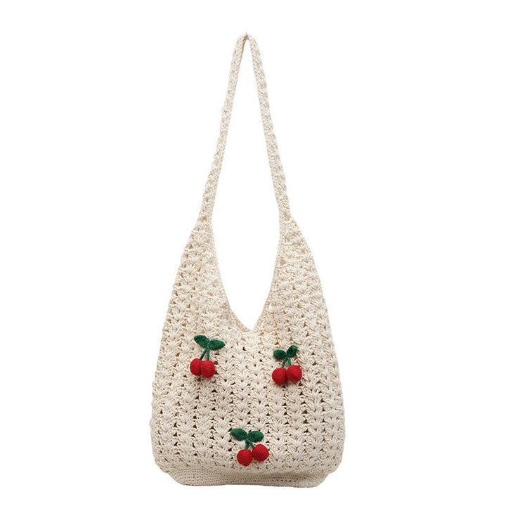 Women Handmade Shoulder Bag with Playful Fruit Appliqués