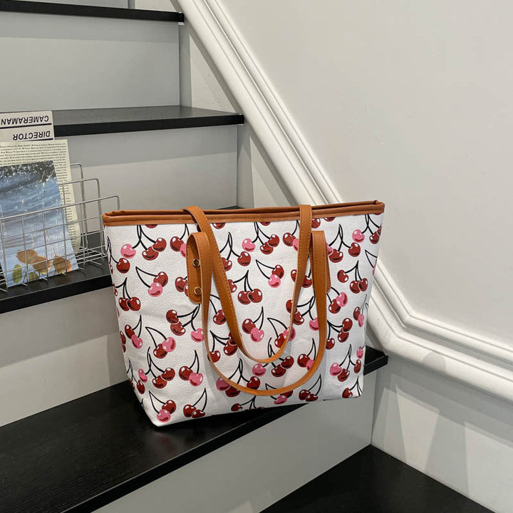 Women Tote Bag with fruity cherry motif