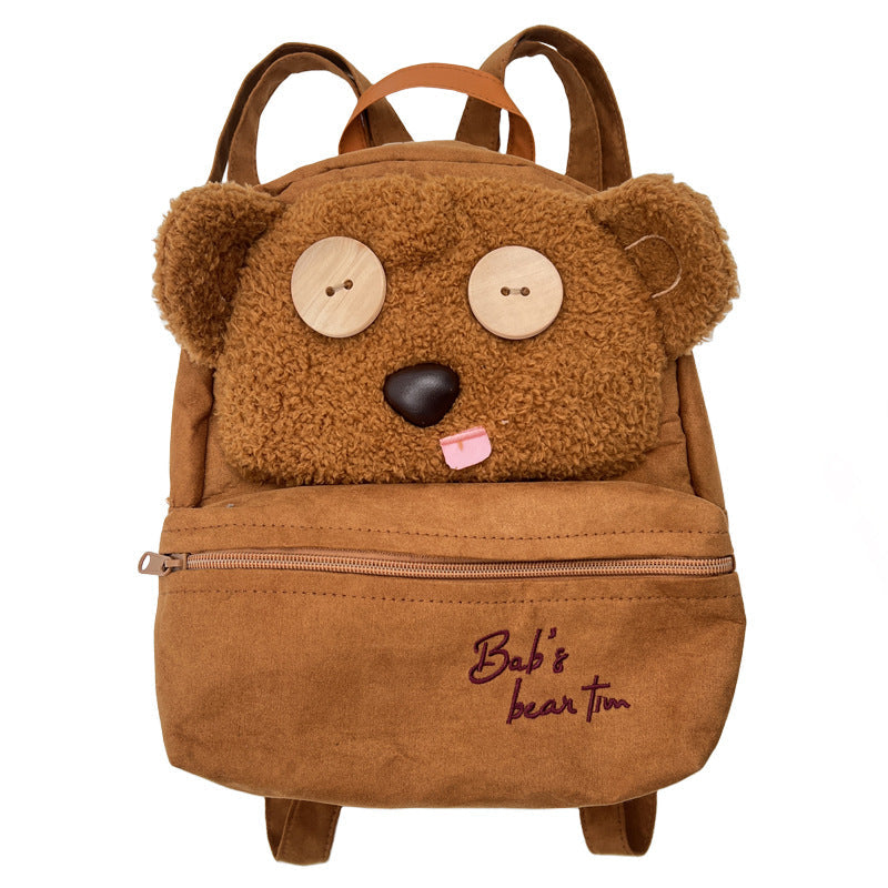 Plush Bear-Shaped School Backpack