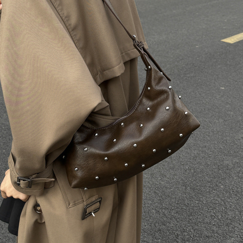 Women's casual shoulder bag with elegant pearl accents