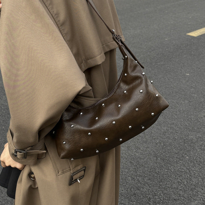 Women's casual shoulder bag with elegant pearl accents