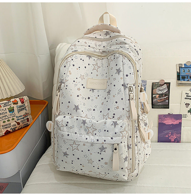 Star-Patterned Comfort School Backpack