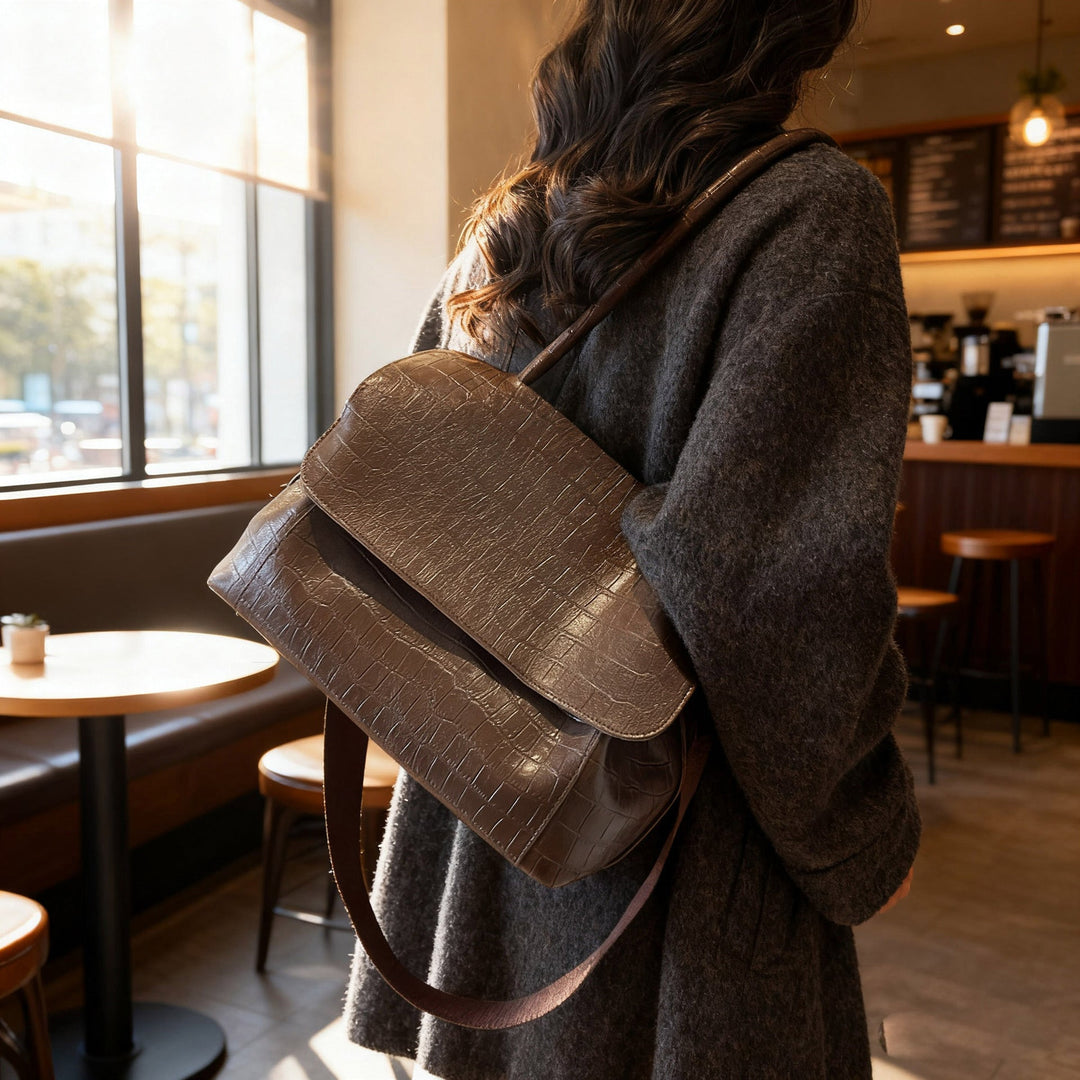Women's shoulder bag in elegant crocodile look with adjustable shoulder strap