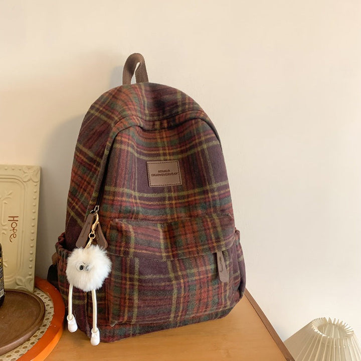 Cozy Plaid Patterned School Backpack
