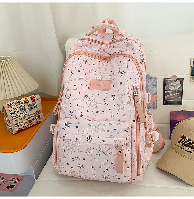Star-Patterned Comfort School Backpack