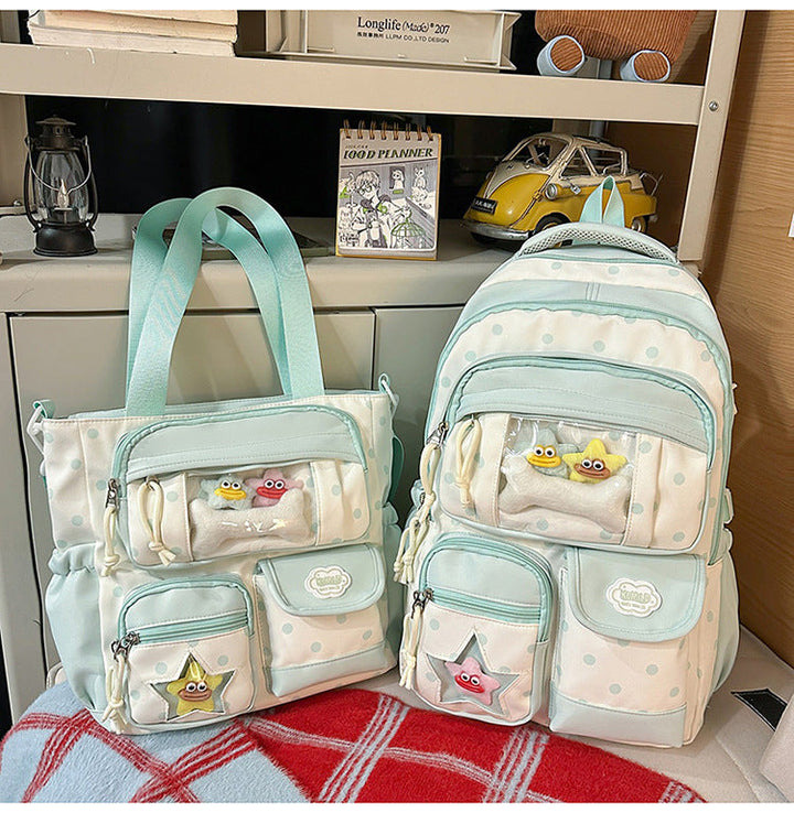 Multi-Pocket School Backpack and Tote Bag Set