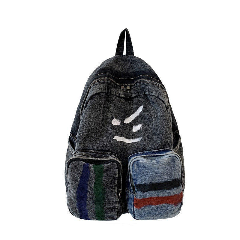 Artistic Denim Backpack