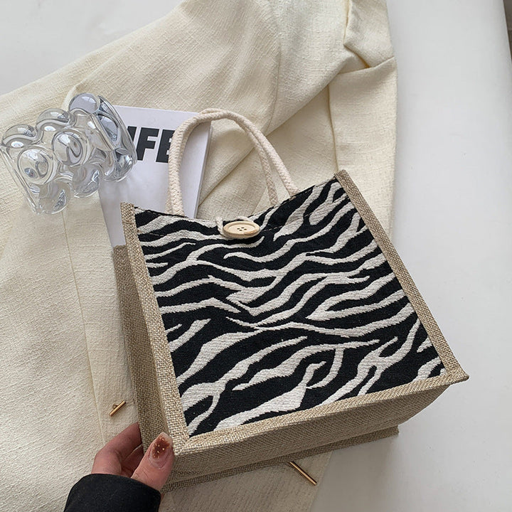 Ladies Jute Bag in classic Houndstooth pattern