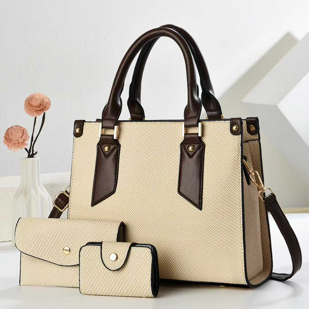 Women's tote bag with textured design and detachable clutch