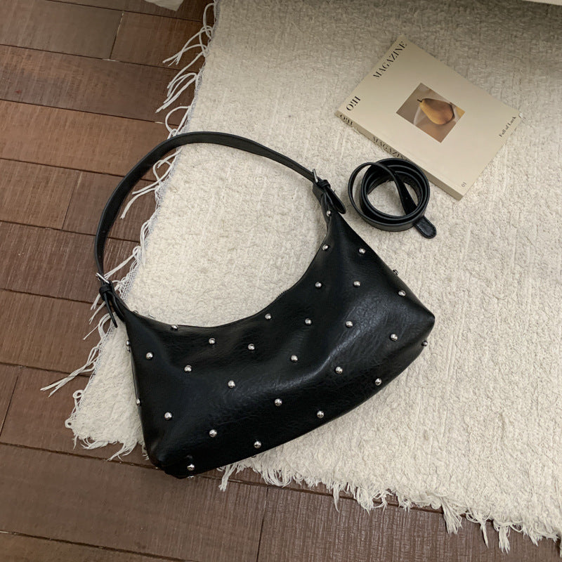 Women's casual shoulder bag with elegant pearl accents