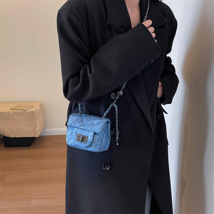 Women's mini handbag with padded design and elegant chain strap