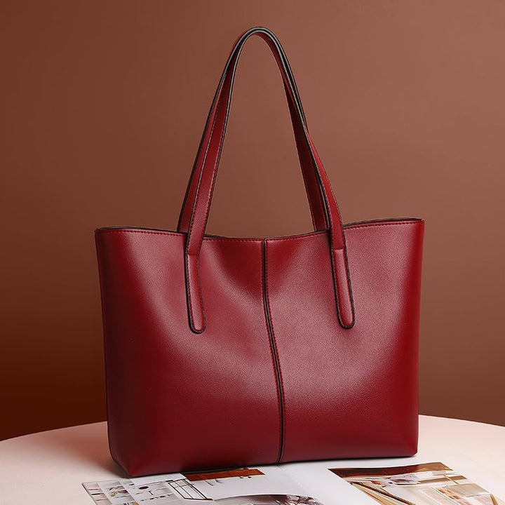 Large Leather Tote Bag, Women's Work Bag with Zipper