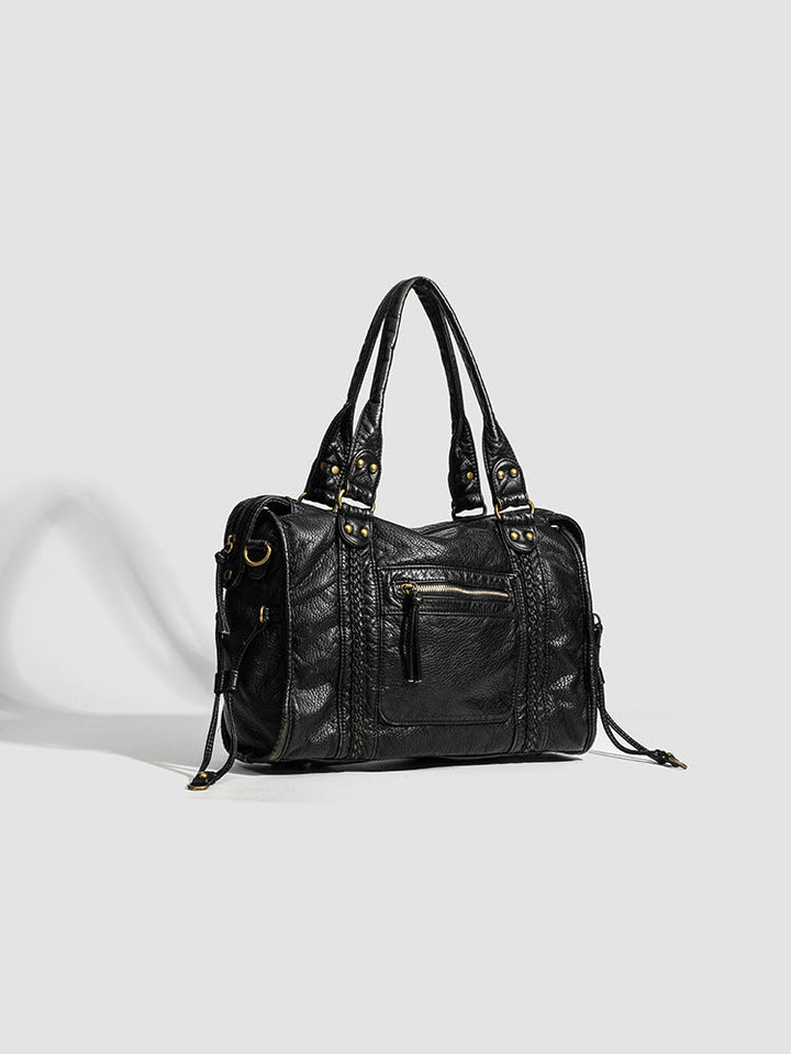 Handbag for School Shoulder Strap in Rigid Leather