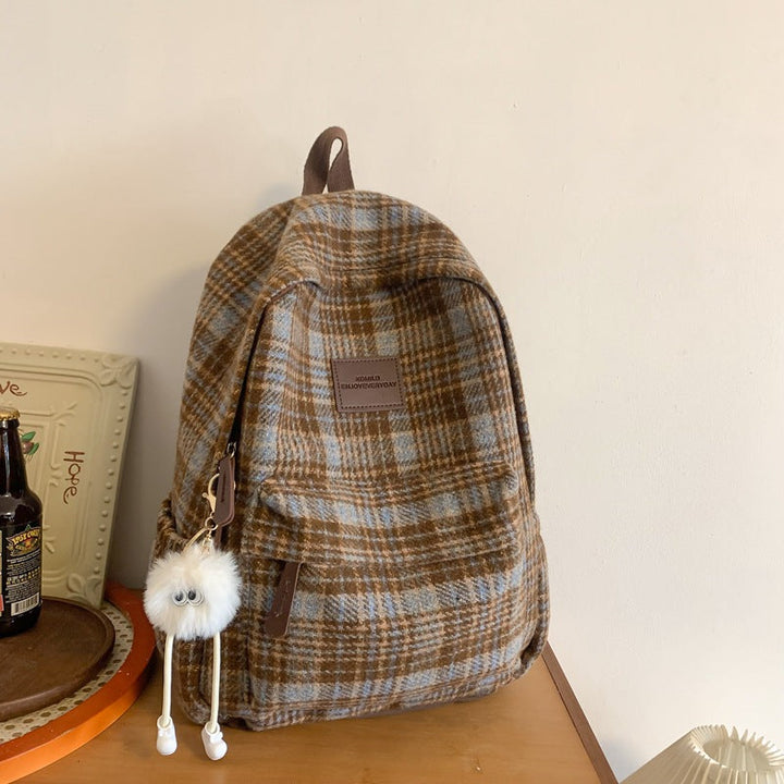 Cozy Plaid Patterned School Backpack