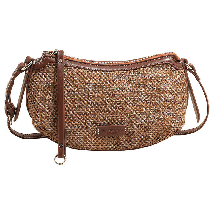 Women's shoulder bag with elegant woven design and removable shoulder strap