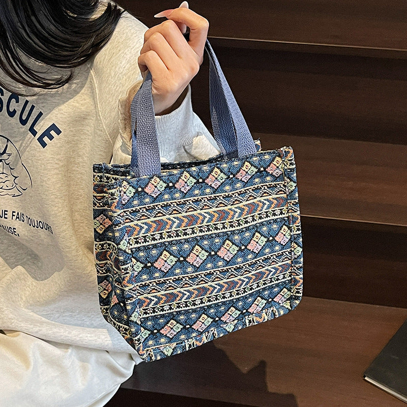 Women's shopping bag with artistic ethnic pattern