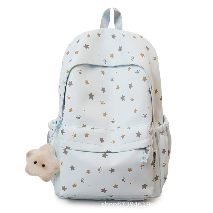 Star-Patterned Soft Fabric Backpack