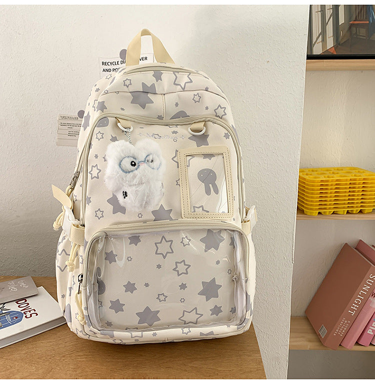 Star-Patterned Transparent Front Backpack