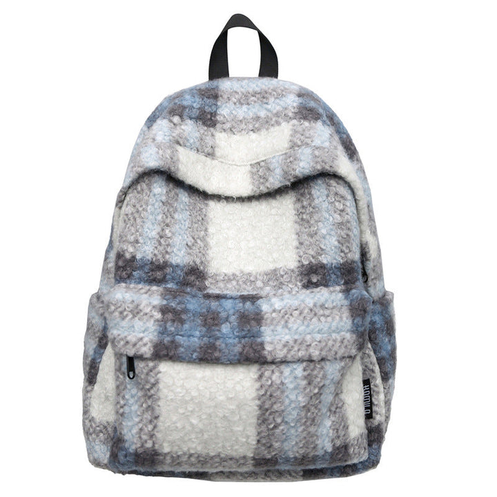 Cozy Fleece Checkered School Backpack