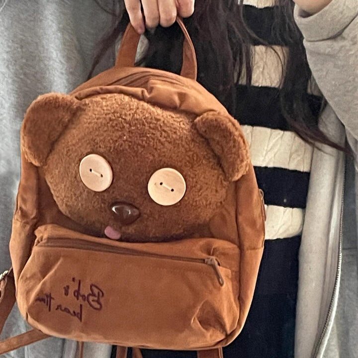 Plush Bear-Shaped School Backpack