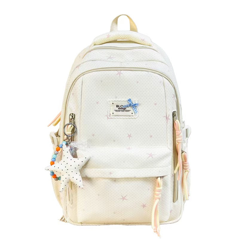 Star-Embellished Multi-Pocket Backpack