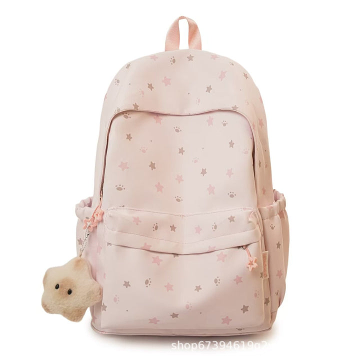 Star-Patterned Soft Fabric Backpack