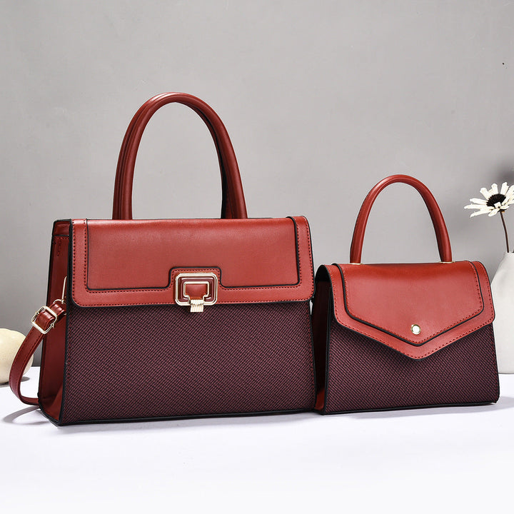Women’s handbag set with textured design and elegant mini crossbody bag