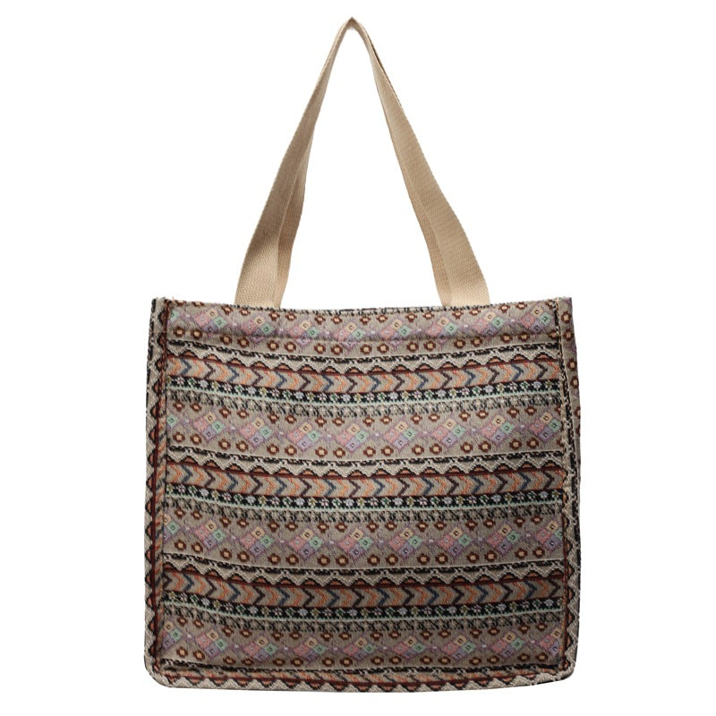 Women's shopping bag with artistic ethnic pattern