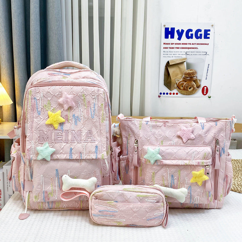 Cute Quilted School Backpack and Tote Set