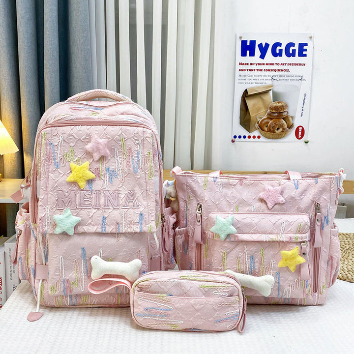 Cute Quilted School Backpack and Tote Set