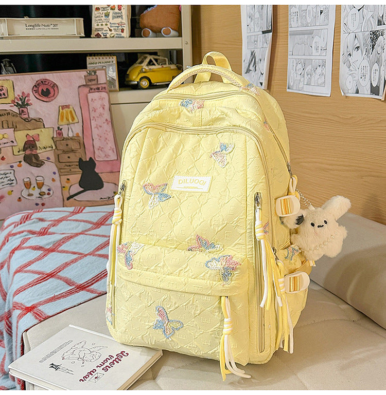 Floral Embroidered Durable School Backpack