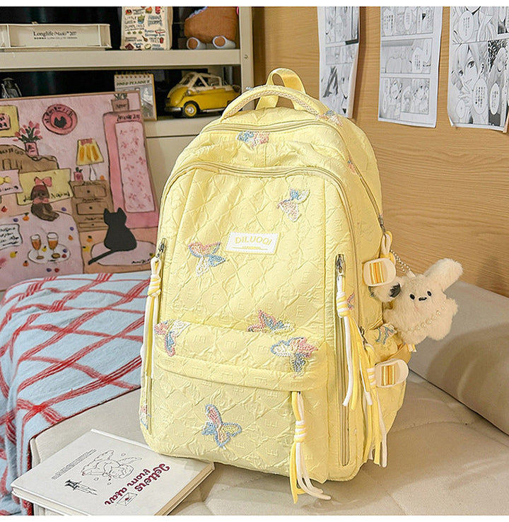 Floral Embroidered Durable School Backpack