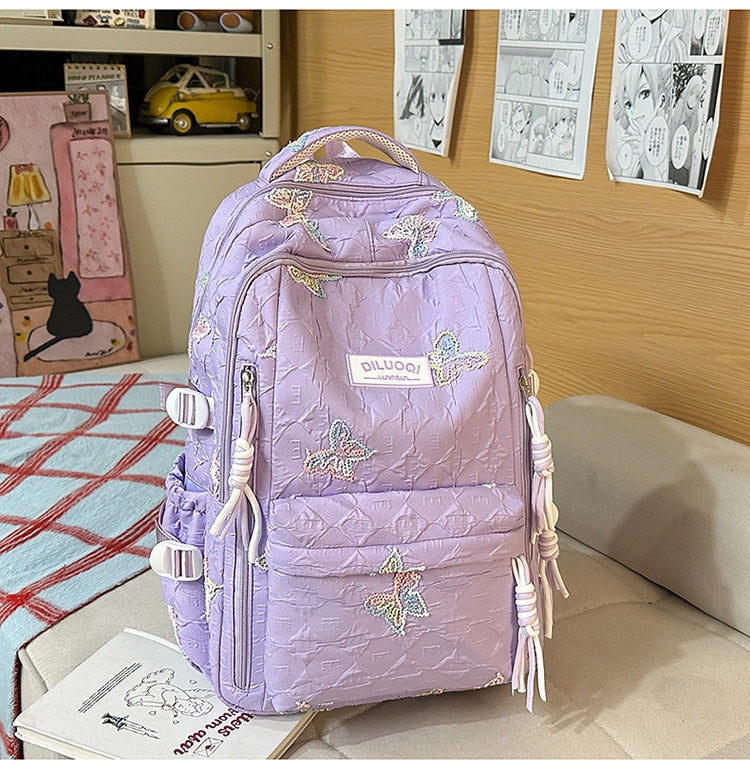 Floral Embroidered Durable School Backpack