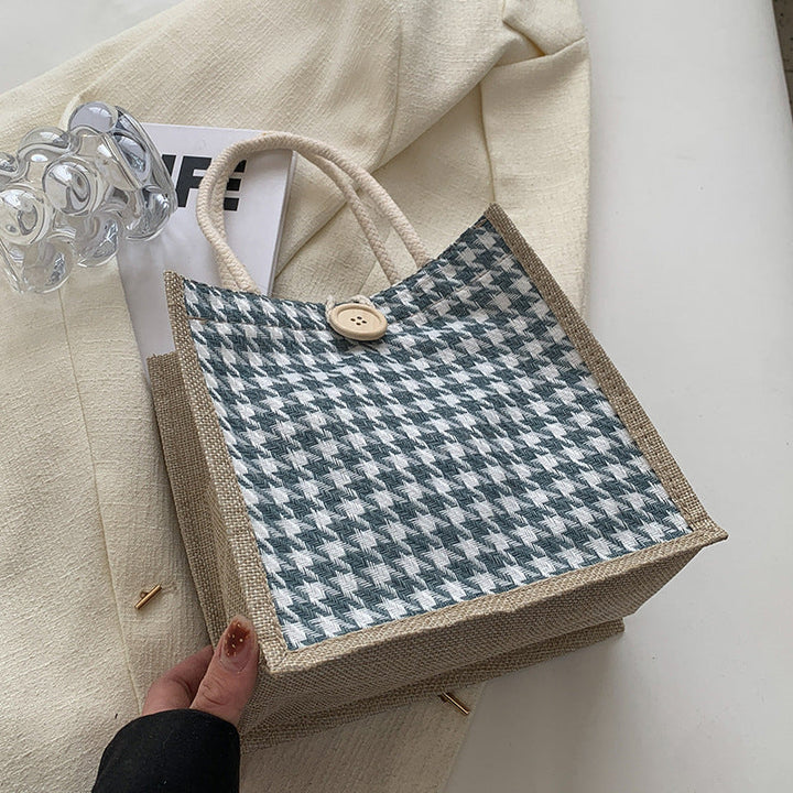 Ladies Jute Bag in classic Houndstooth pattern